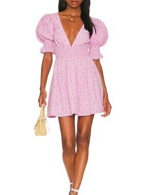 Majorelle Angelina Mini Dress Pink Ditsy Puff Sleeve Medium Cottagecore Coquette